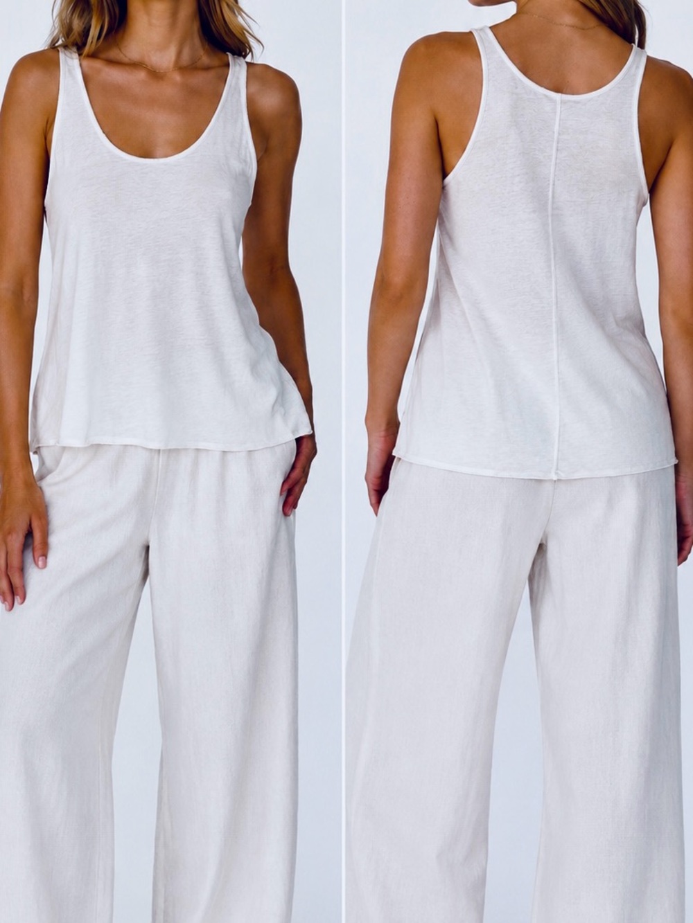 THE KOOPLES Organic Cotton White Scoop Neck Tank Top